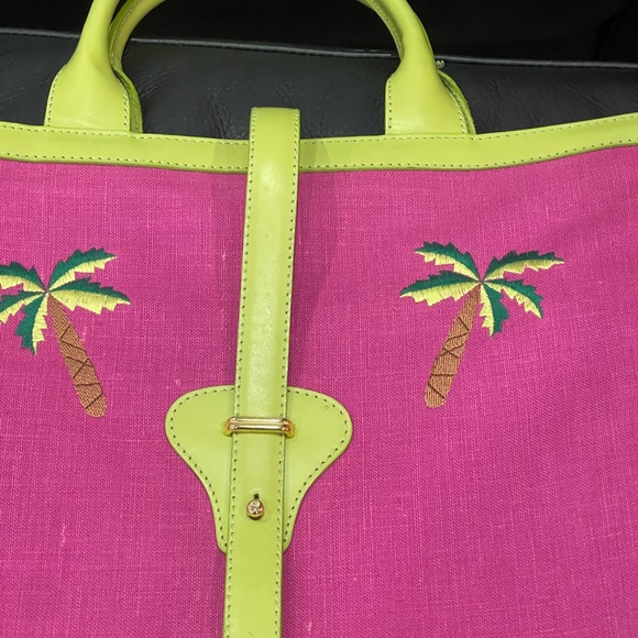 CJ Laing vintage linen and leather palm tree bag! - Picture 2 of 7